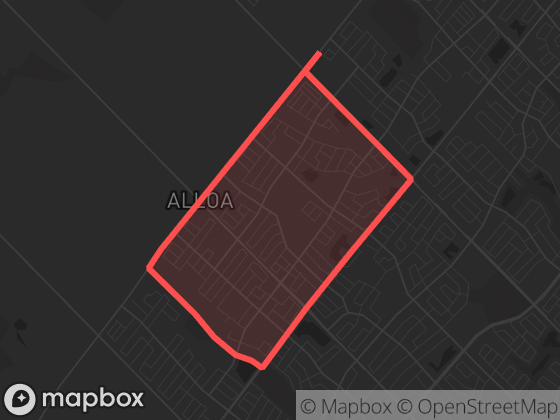 Map of Alloa in Brampton with its official boundary outlined
