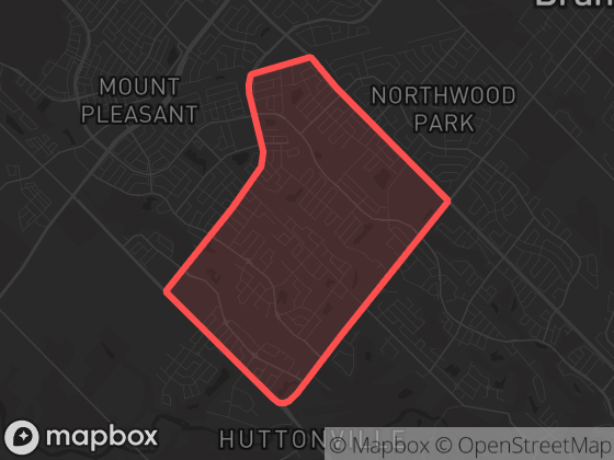 Map of Credit Valley in Brampton with its official boundary outlined
