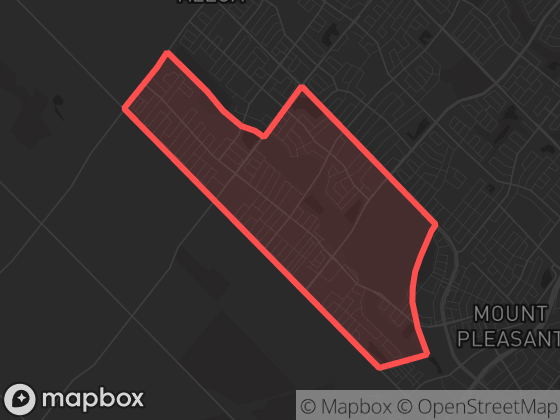Map of Creditview in Brampton with its official boundary outlined