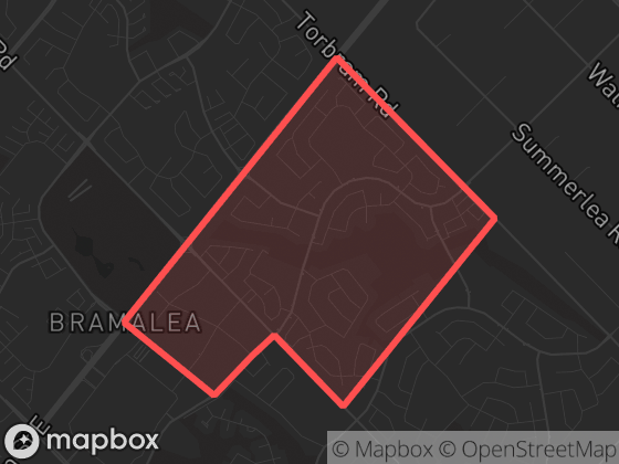 Map of E-F-K-Section (Bramalea) in Brampton with its official boundary outlined