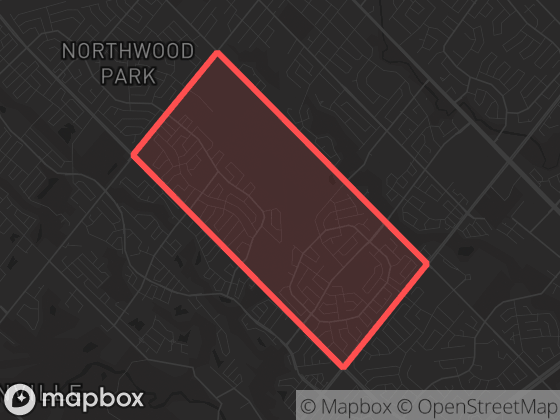 Map of Fletchers West in Brampton with its official boundary outlined