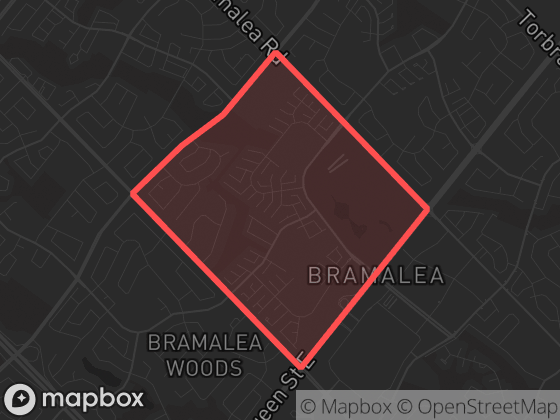 Map of H-Section (Bramalea) in Brampton with its official boundary outlined