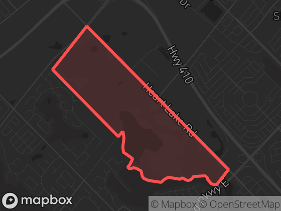 Map of Heart Lake in Brampton with its official boundary outlined
