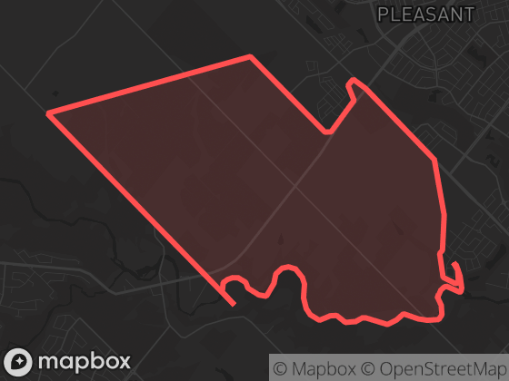 Map of Huttonville North in Brampton with its official boundary outlined