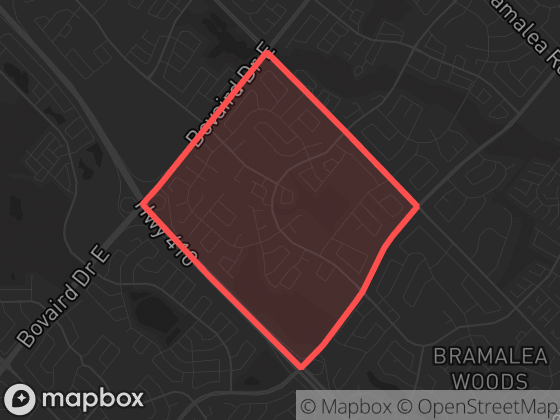 Map of N-Section (Bramalea) in Brampton with its official boundary outlined