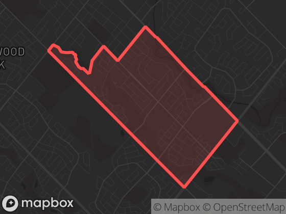 Map of Ridgehill / Armbro Heights in Brampton with its official boundary outlined