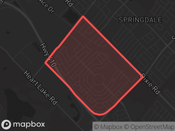 Map of Rosedale Village in Brampton with its official boundary outlined