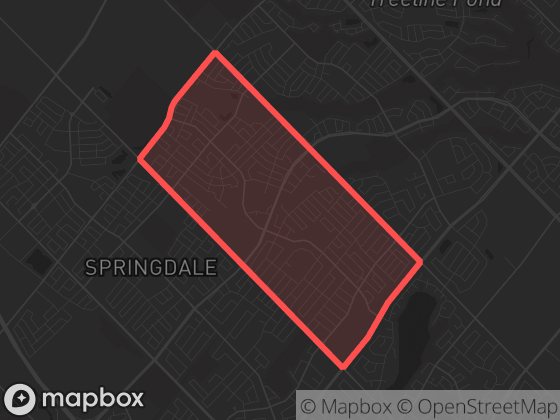 Map of Sandalwood West (Sunny Meadow) in Brampton with its official boundary outlined