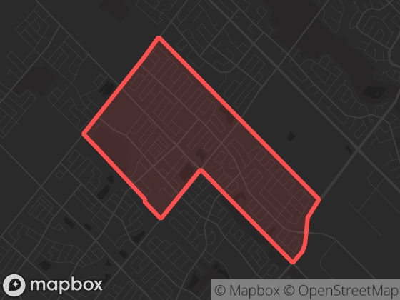 Map of Van Kirk in Brampton with its official boundary outlined