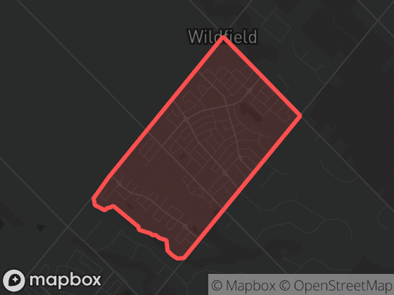 Map of Wildfield in Brampton with its official boundary outlined