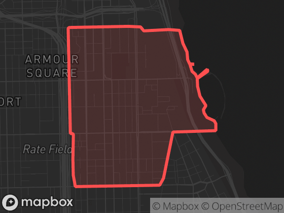 Map of Douglas in Chicago with its official boundary outlined