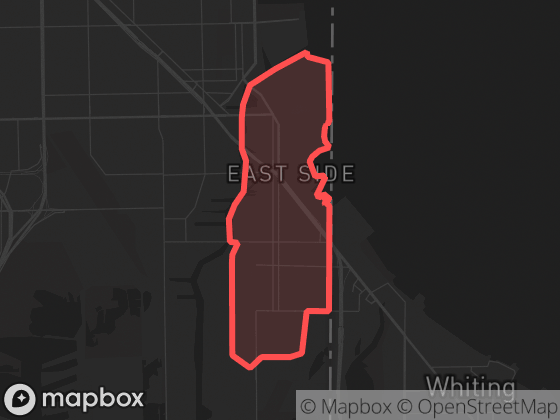 Map of East Side in Chicago with its official boundary outlined