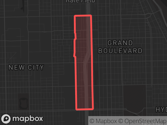 Map of Fuller Park in Chicago with its official boundary outlined