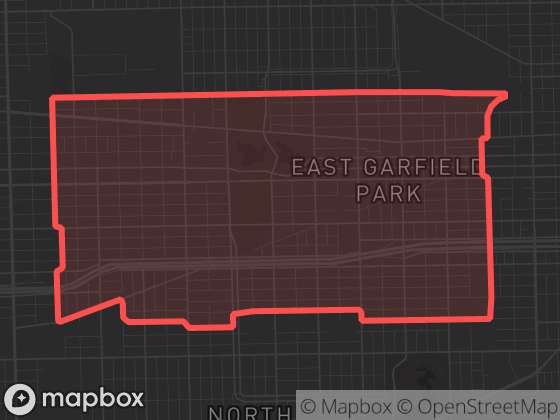 Map of Garfield Park in Chicago with its official boundary outlined