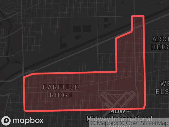 Map of Garfield Ridge in Chicago with its official boundary outlined