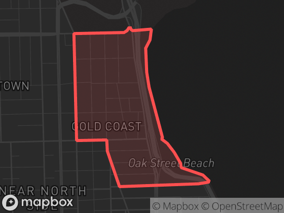 Map of Gold Coast in Chicago with its official boundary outlined