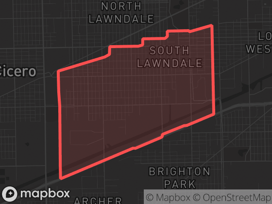 Map of Little Village in Chicago with its official boundary outlined