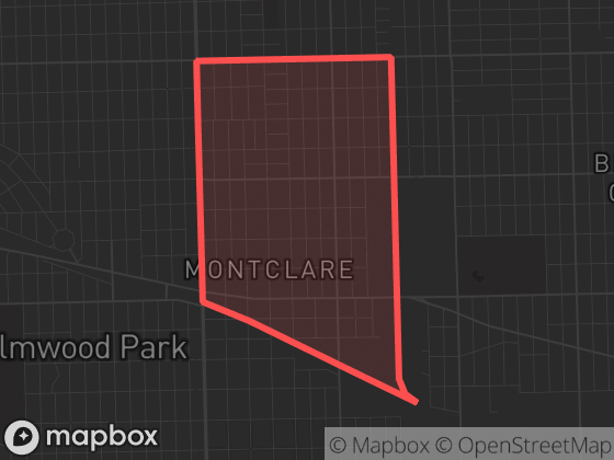 Map of Montclare in Chicago with its official boundary outlined