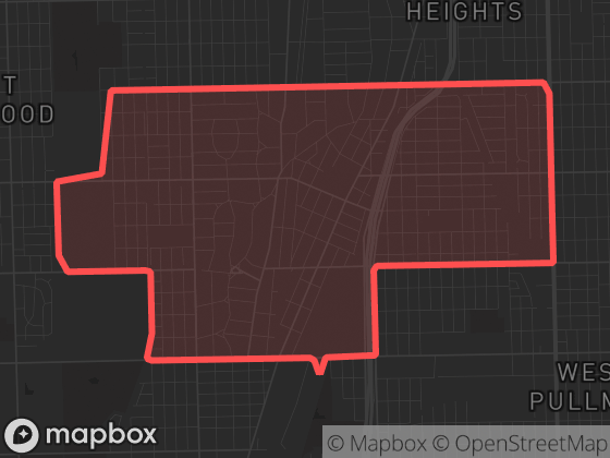 Map of Morgan Park in Chicago with its official boundary outlined