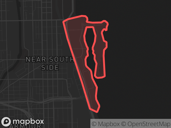 Map of Museum Campus in Chicago with its official boundary outlined