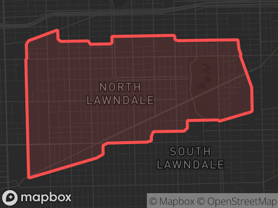 Map of North Lawndale in Chicago with its official boundary outlined