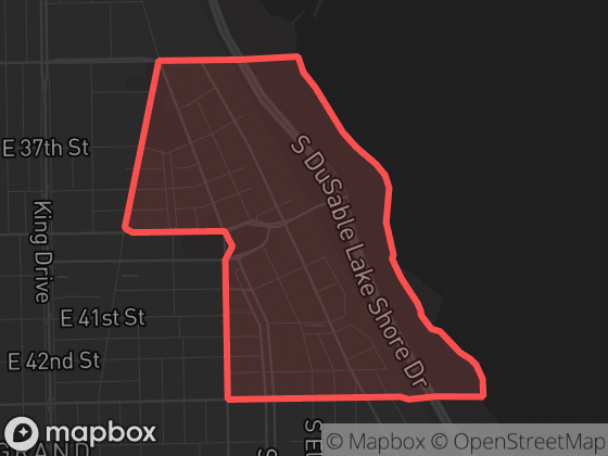 Map of Oakland in Chicago with its official boundary outlined