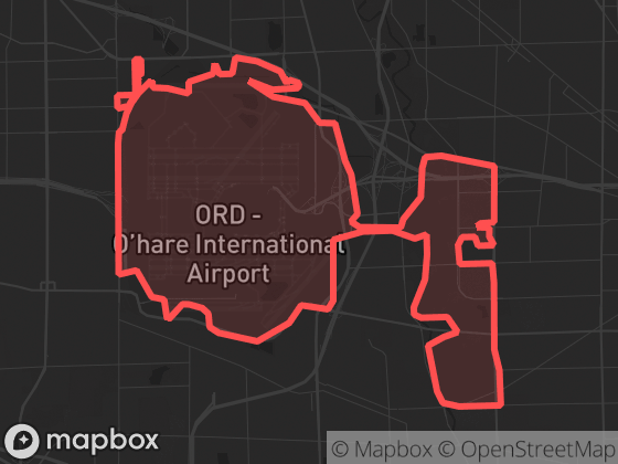 Map of O'Hare in Chicago with its official boundary outlined