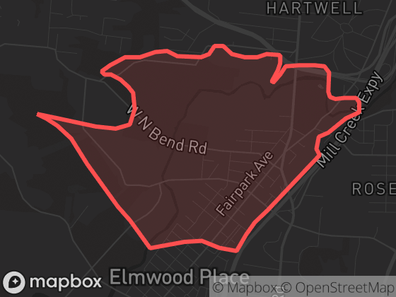 Map of Carthage in Cincinnati with its official boundary outlined