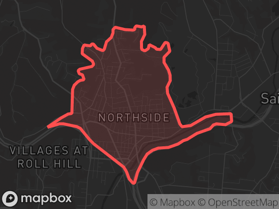 Map of Northside in Cincinnati with its official boundary outlined