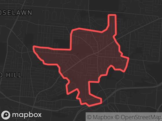 Map of Pleasant Ridge in Cincinnati with its official boundary outlined