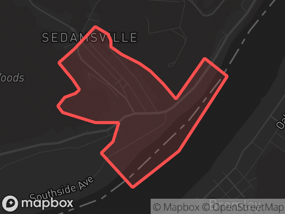 Map of Sedamsville in Cincinnati with its official boundary outlined