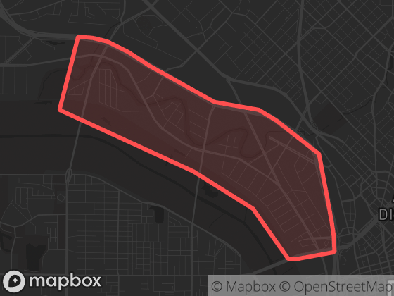 Map of Design District in Dallas with its official boundary outlined