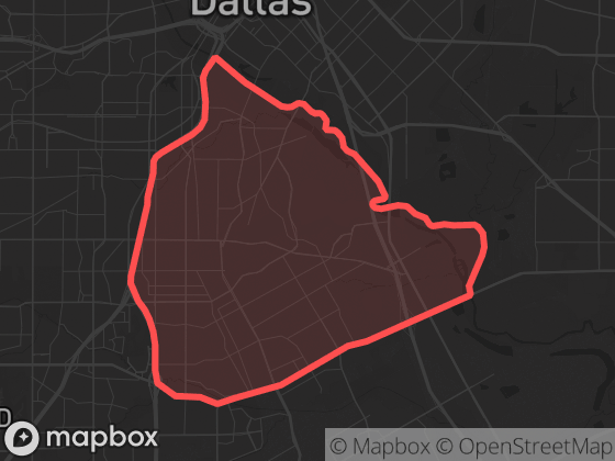 Map of East Oak Cliff in Dallas with its official boundary outlined