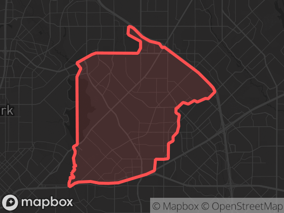 Map of Far East Dallas in Dallas with its official boundary outlined
