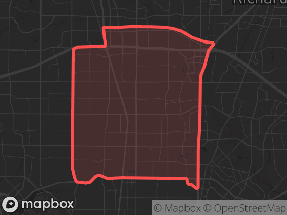 Map of North Dallas in Dallas with its official boundary outlined