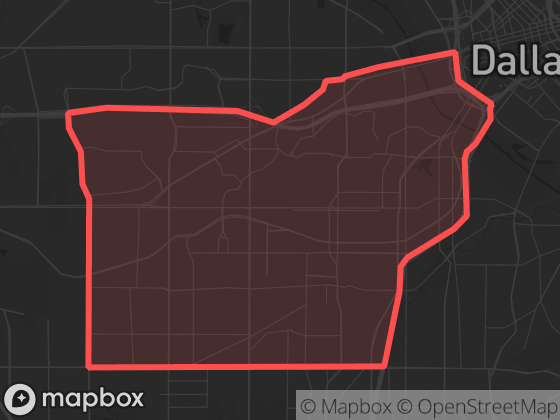 Map of North Oak Cliff in Dallas with its official boundary outlined