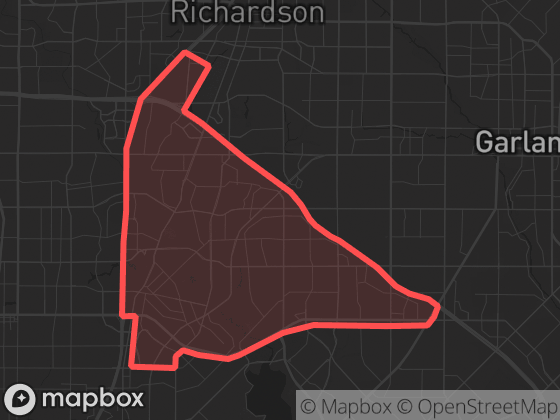 Map of Northeast Dallas in Dallas with its official boundary outlined
