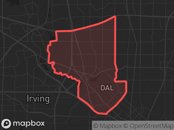 Map of Northwest Dallas in Dallas with its official boundary outlined