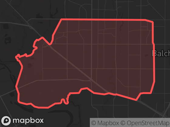 Map of Pleasant Grove in Dallas with its official boundary outlined