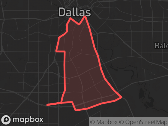 Map of South Dallas in Dallas with its official boundary outlined