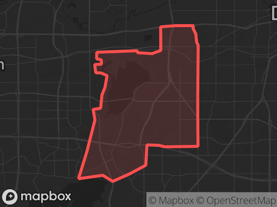 Map of Southwest Dallas in Dallas with its official boundary outlined