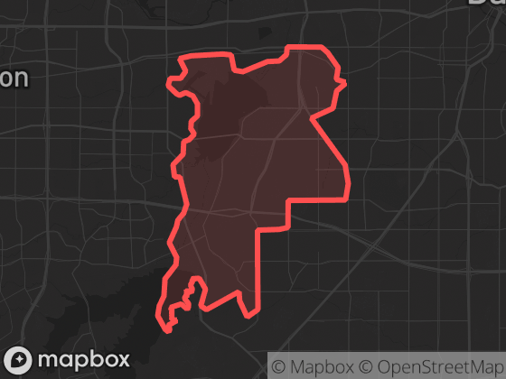Map of SW Dallas/Mountain Creek in Dallas with its official boundary outlined