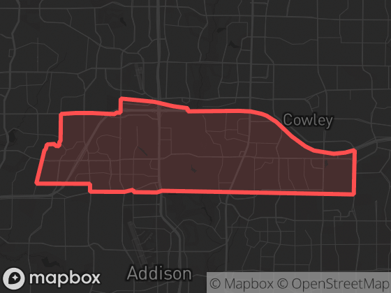 Map of Upper Far North Dallas in Dallas with its official boundary outlined