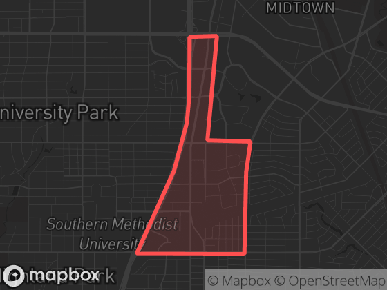 Map of Upper Greenville in Dallas with its official boundary outlined