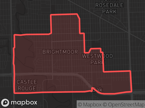 Map of Brightmoor in Detroit with its official boundary outlined