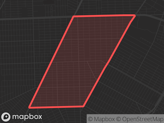 Map of Burbank in Detroit with its official boundary outlined