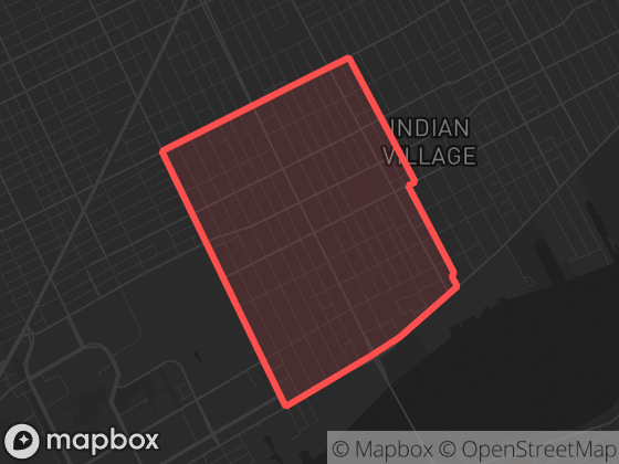 Map of Butzel in Detroit with its official boundary outlined