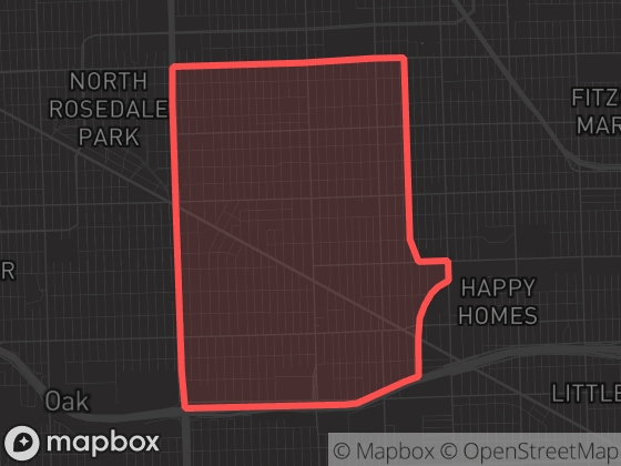 Map of Cerveny / Grandmont in Detroit with its official boundary outlined