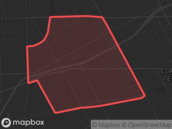 Map of Chadsey in Detroit with its official boundary outlined