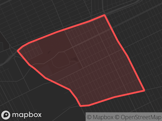 Map of Chandler Park in Detroit with its official boundary outlined